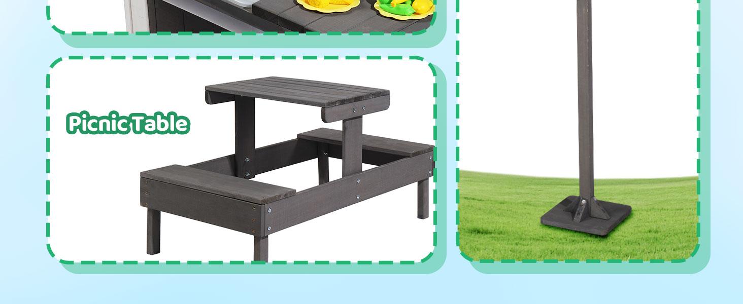 JOYMOR Kids Outdoor Playhouse - Wooden - Cottage with Sink Toys, Picnic Table Set, Mailbox, Flowerpot Holders, Kids Wooden Playground for Age 3-8 DIY Backyard JOYMOR Kids Outdoor Playhouse - Wooden - Cottage with Sink Toys, Picnic Table Set, Mailbox, Flowerpot Holders, Kids Wooden Playground for Age 3-8 DIY Backyard