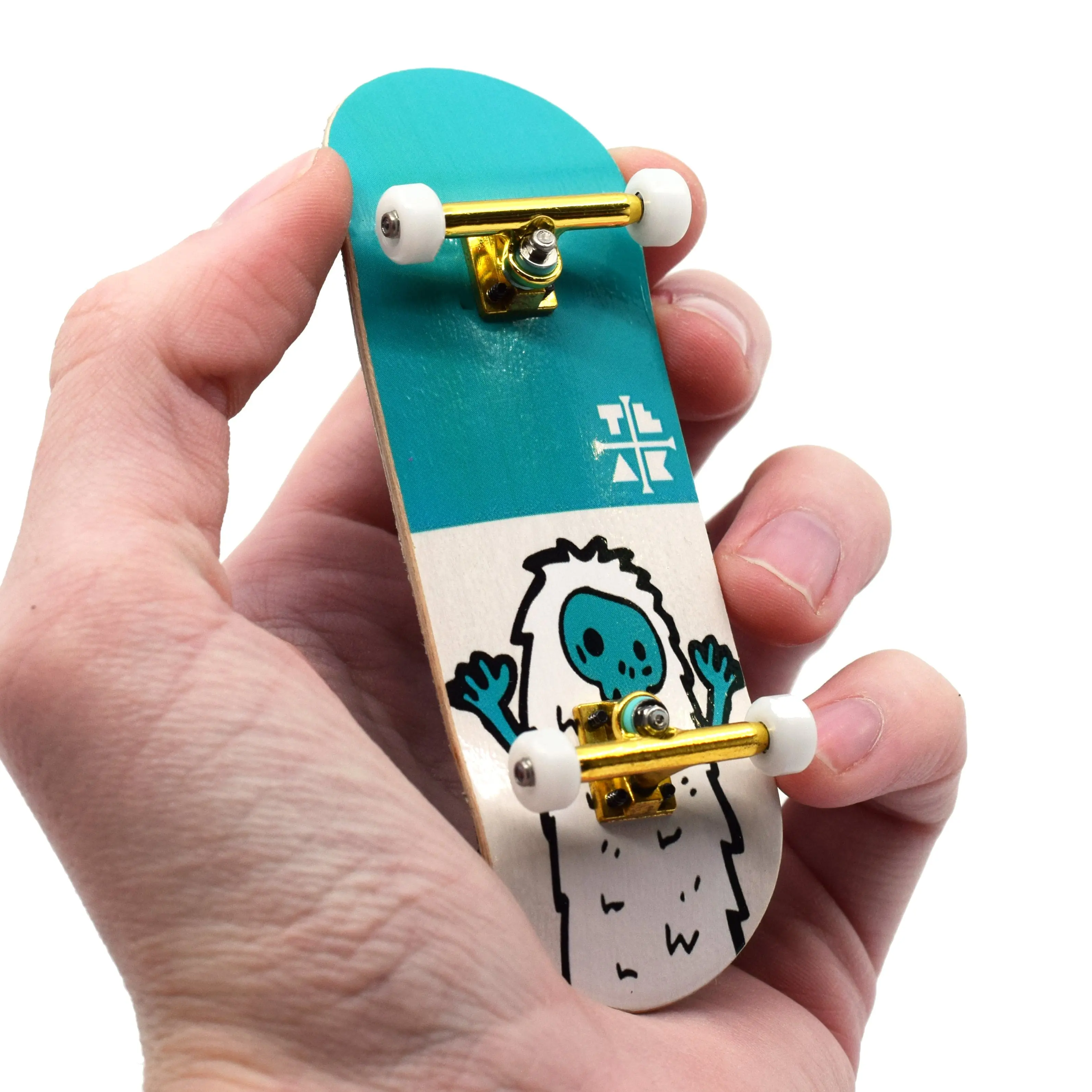 32mm Prolific Gen2 Fingerboard Complete - "Teal Yeti" Graphic - Gen2 Prodigy Trucks + Pro Duro Bubble Bushings