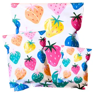Colorful Strawberry Poly Mailers | Self-Sealing, Waterproof & Tear-Resistant Envelopes | Bulk Packs of 25, 50, 100 | Sizes 6x9, 10x13 & 14.5x19 for Boutique Shipping