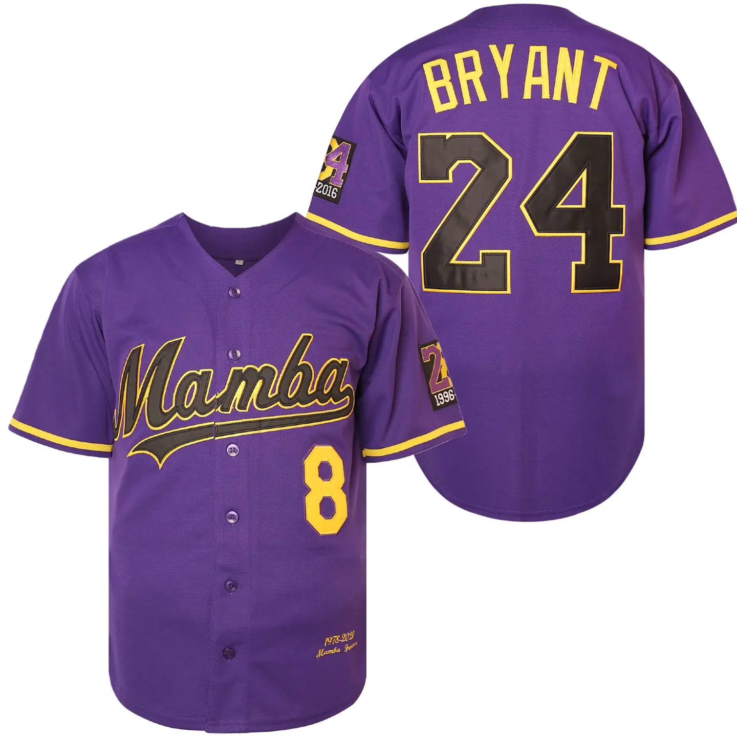 Bryant #24&8 Mamba 1978-2020 Stitched Purple Baseball Jersey Hip Hop Street Apparel for Youth and Men,back to school,back to school haul