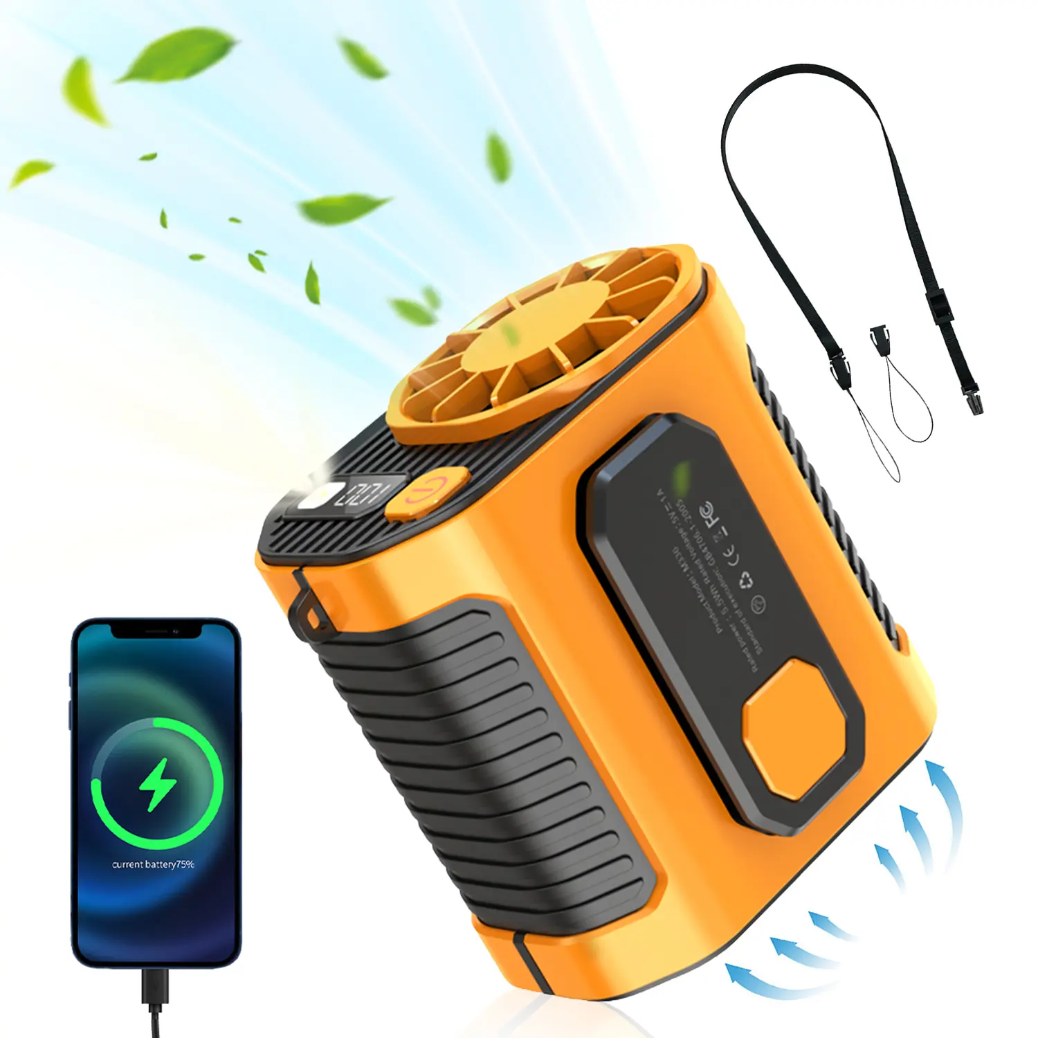 PADOX Waist Cooling Mini Portable Fan - 5000mAh Battery Power Bank, 10 Speeds 5300RPM Airflow, LED Light, Wearable Belt Design, Outdoor Gadgets, Guys Gifts for Jobsite #SummerWins #DealsForYouDays