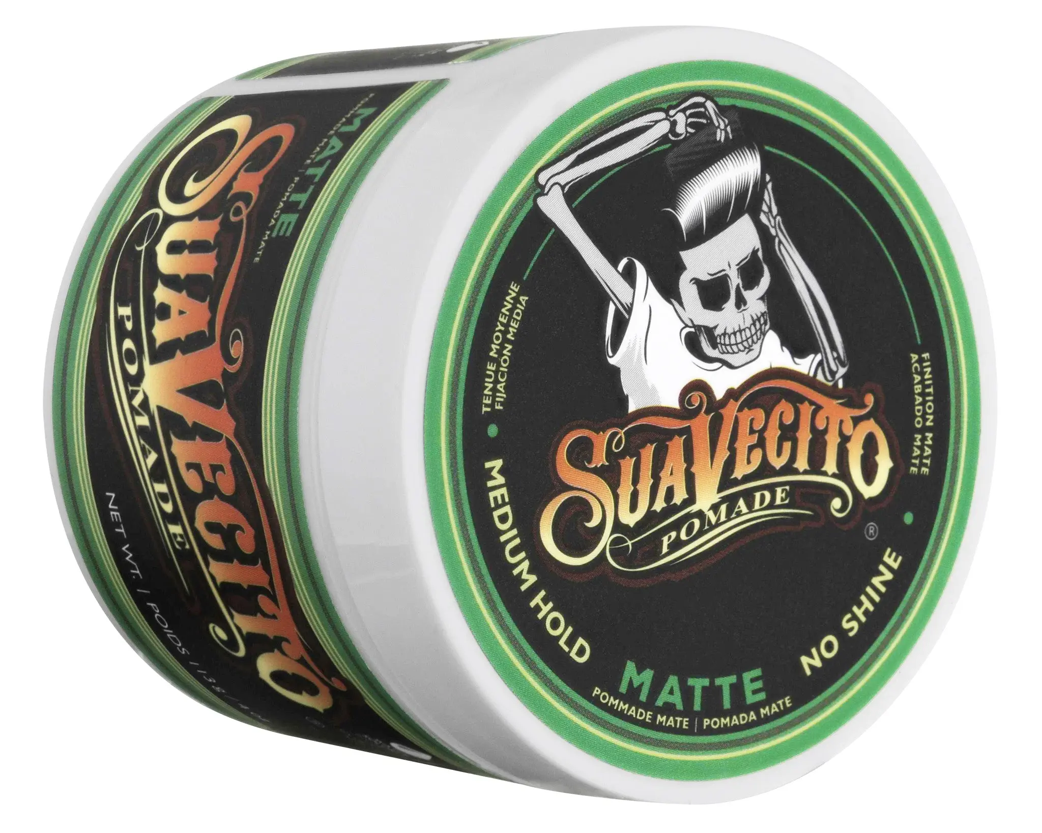 Suavecito Matte Pomade TT - Medium Hold, No Shine, Original Scent, Complete Matte Finish, Stays All Day, Washes with Water, Made in USA - Brush, Gel