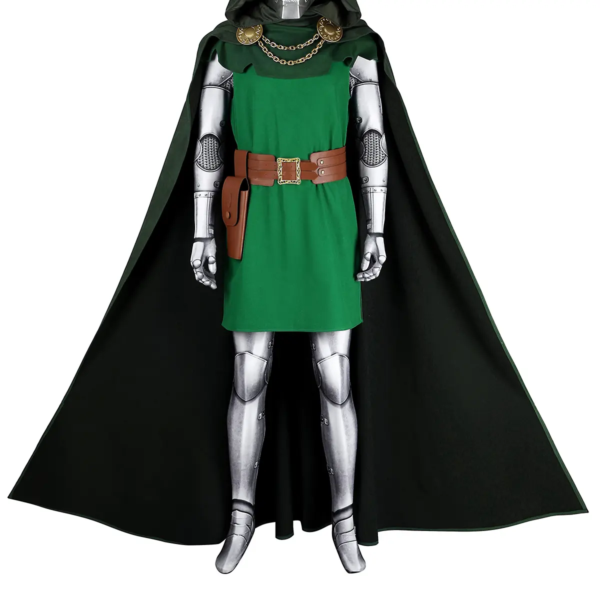 ECOSLAND Halloween Doctor Doom Printed Cosplay Costume Set, Breathable Full-Outfit with Cloak & Mask for Parties, Themed Event Clothes, Halloween Costume
