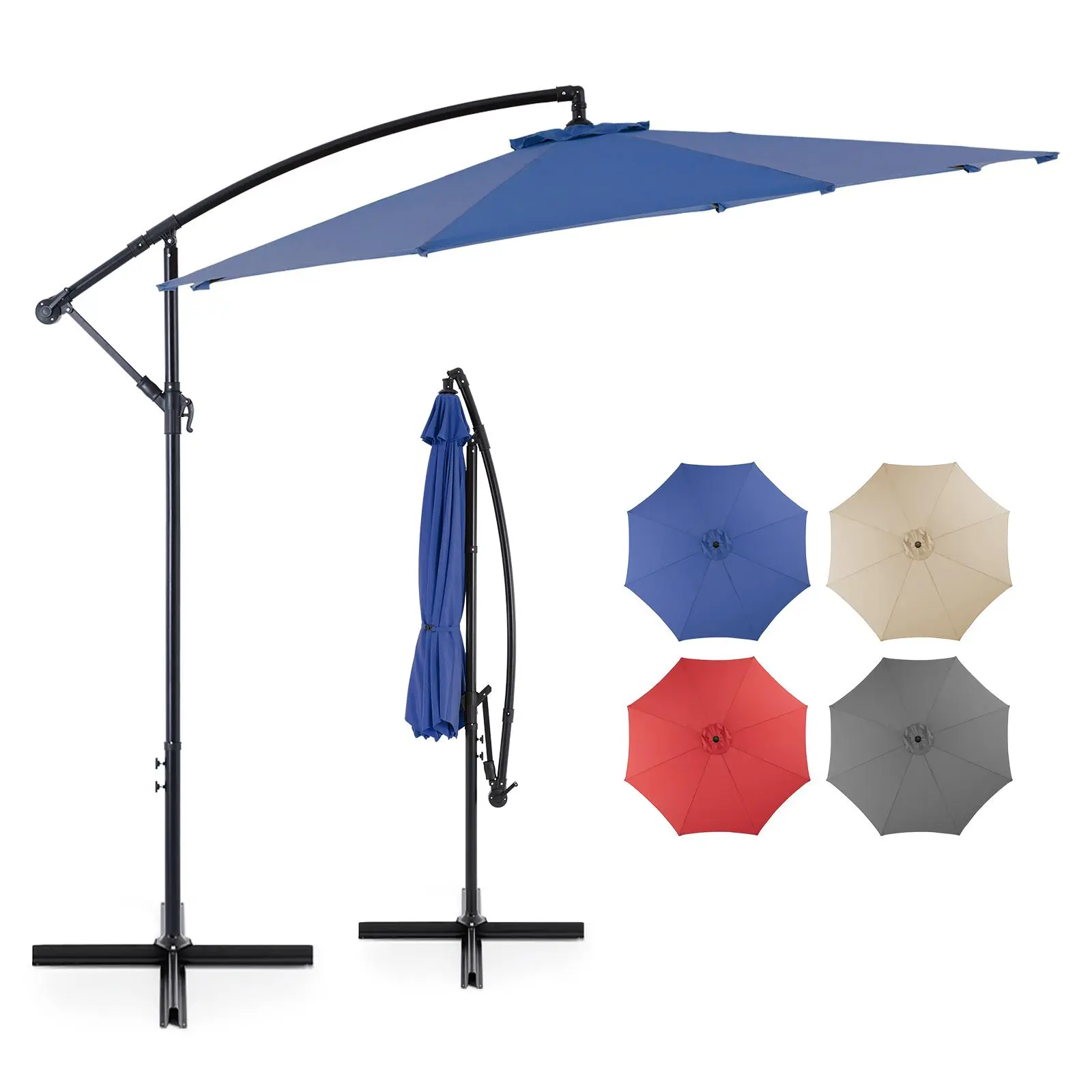 Sweetcrispy 9.8FT Offset Patio Umbrella Hanging Cantilever Umbrella - Outdoor Sun Shade with Easy Tilt Adjustment, 8 Ribs, UV Protection