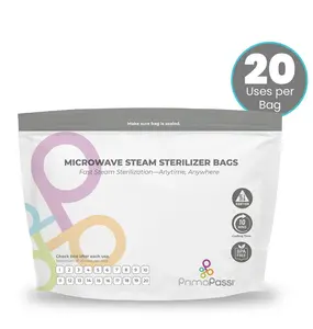 Primo Passi Microwave Steam Sterilizer Bags | Reusable Bags BPA-Free for Baby Bottles & Pump Parts,  10 Pack