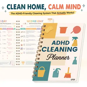 ADHD Cleaning Planner – Daily, Weekly & Monthly Task Tracker, Designed for ADHD Adults & Teens, Built-in Task Reward System with Protective Waterproof Cover, Helps Stay Consistent
