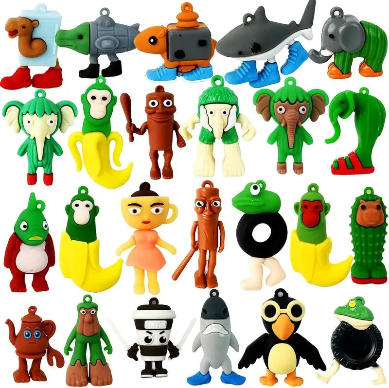 24-Piece Italian Brainrot Tralalero Tralala Action Figures (2.5in), Mascot/Critter Figurine Bird Cartoon Characters, Kids' Funny Keychain Decorations & Personalized Desktop Accessories