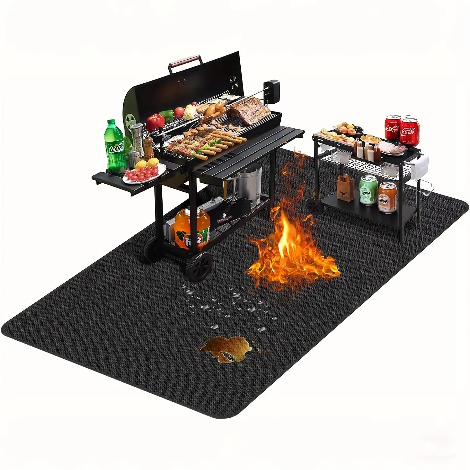 Large BBQ Grill Mat - Double-Sided, Fireproof BBQ Protection Mat for Outdoor Grilling, Protects Fire Pits, Heat-Resistant, Waterproof, Oil-Proof, Easy-to-Clean Deck & Patio Guard