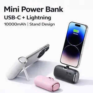 Mini Power Bank 10000mAh PD 20W USB-C & Lightning Cable 22.5W Fast Charging Portable Charger for iPhone Travel Daily Use