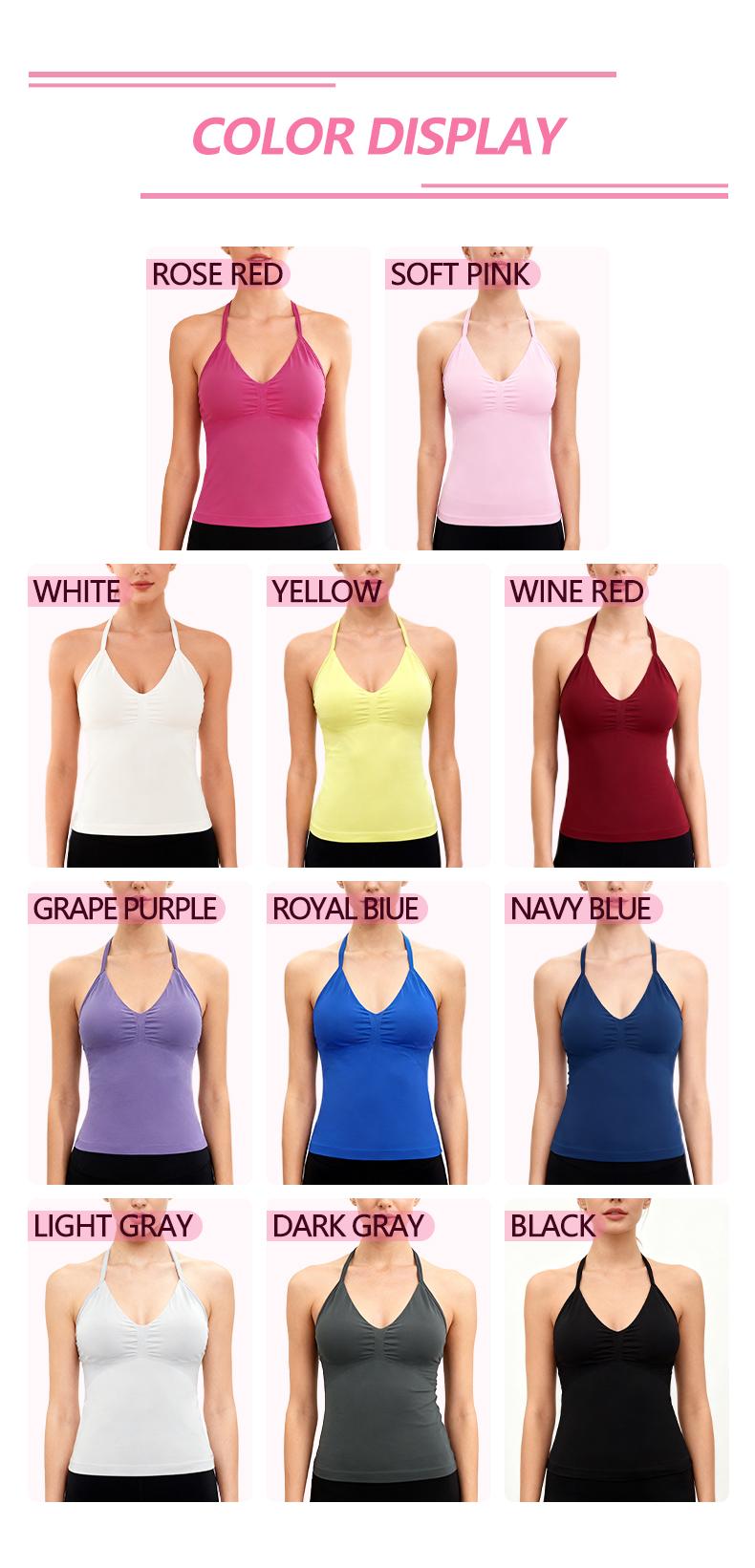 SUNVADUN B377 Sportswear Top Lace-Up Sleeveless Yoga Vest V-Neck Stretch Vest Crop Top for Women Fitness Vest Open Back Athletic Minimalistic Activewear Gym Apparel with Removable Cup Moisture Wicking Quick-Drying High Elasticity
