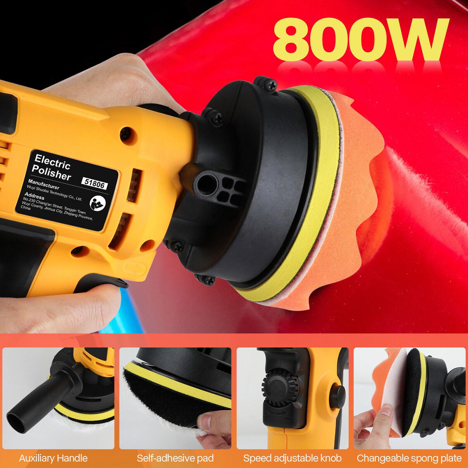 800W Car Polisher Buffer Sander Polishing Machine Kit Waxing with 5" Pad Bonnet