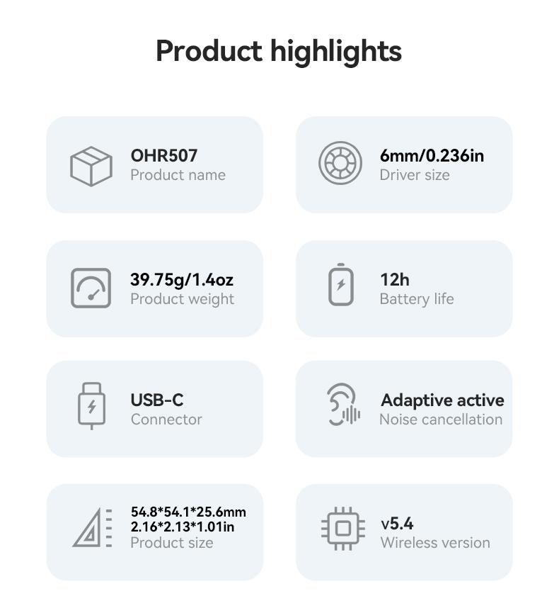 Acer OHR507 New Model Wireless Sleep-Friendly Wireless Earbuds - Comfortable Silicone In-Ear, High-Quality Sound, Long Battery Life, USB-C Charging, Touch Control,Adult Earbud Headphones Audio Headset Electronic stereo sound headphone Soft Earpads Black