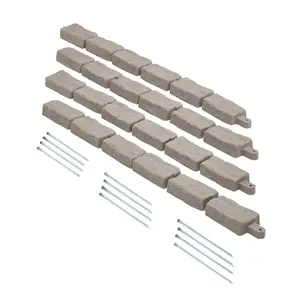 46.4 x 2.2 Inch Faux Stone Landscape Edging - Realistic, Flexible Brick-Style Garden Border with Anchoring Spikes, Fade-Resistant Beige Yard Edging for Driveways & Walkways