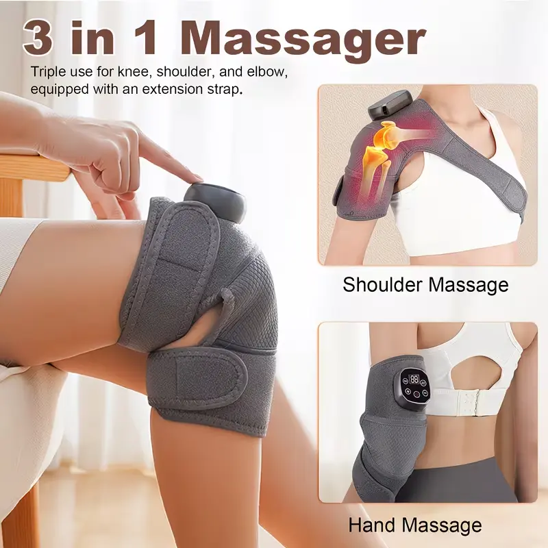 Cordless Heated Knee Massager with Relaxing Heat and Vibration Therapy, Adjustable Single Leg Wrap, USB Portable Device - A Heartwarming Gift for Husband, Warm Relief, Legs,Knee