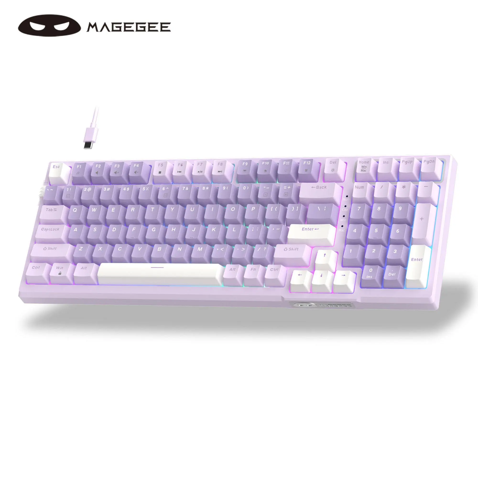 MageGee SKY98  Gaming Mechanical Keyboard, 98-Key 95% Layout, Cute Aesthetic Keyboard, Hot-Swappable, Gasket Mounted, RGB Backlit, 5-Layer Sound Dampening, Wired Keyboard for PC, Mac & Laptop