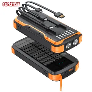 40000mAh Power Bank: Built-in 4-wire high-power flashlight solar power bank, a reliable choice for outdoor travel, compatible with various models of mobile phones and tablets. Smartphone Portable Battery Powered Durable Lithium Battery
