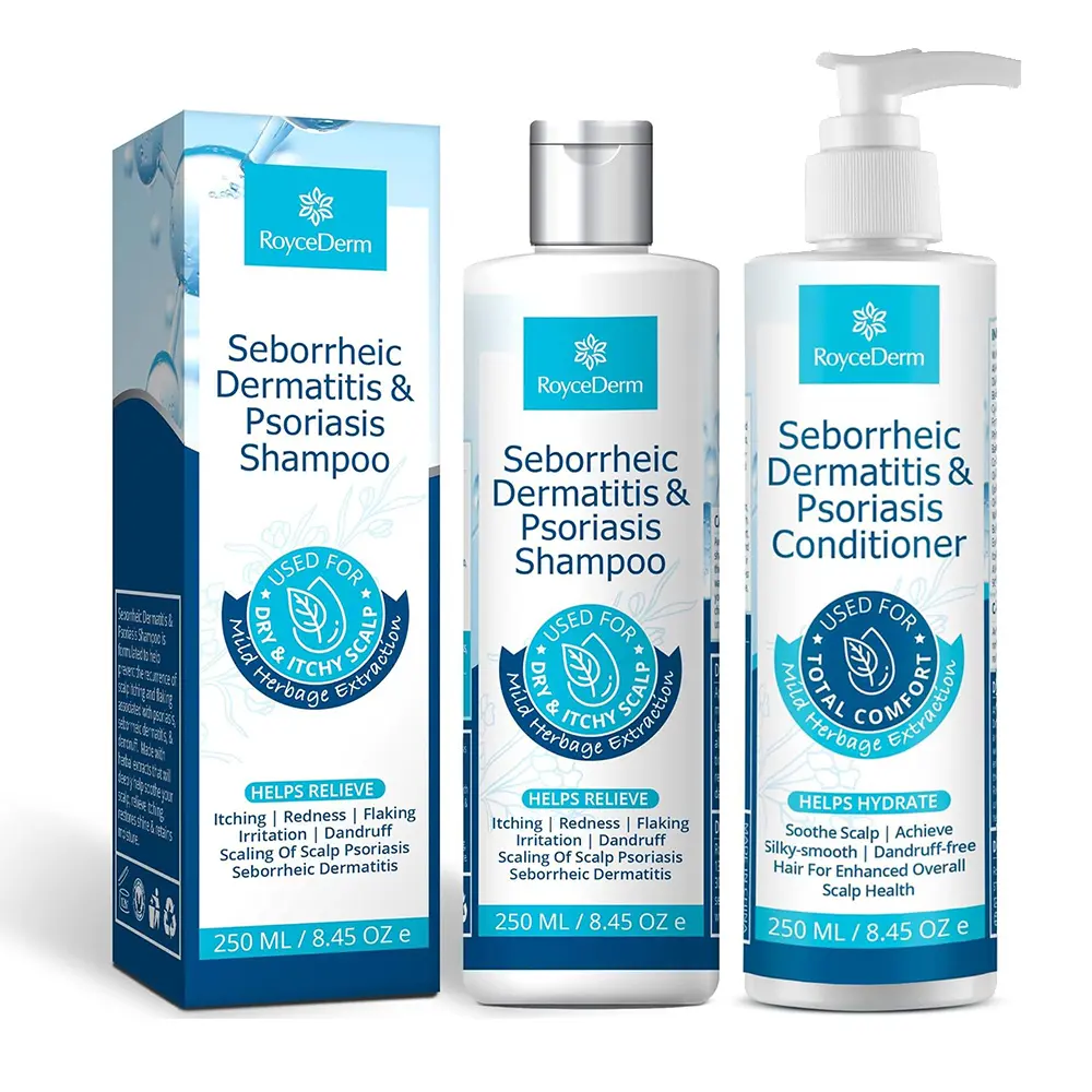 Roycederm All Natural Shampoo & Conditioner Multi-Pack - Herbal Extract Haircare for Adults, Daily Use Scalp Care Routine Gentle Cleanser Suitable for Any Hair Type