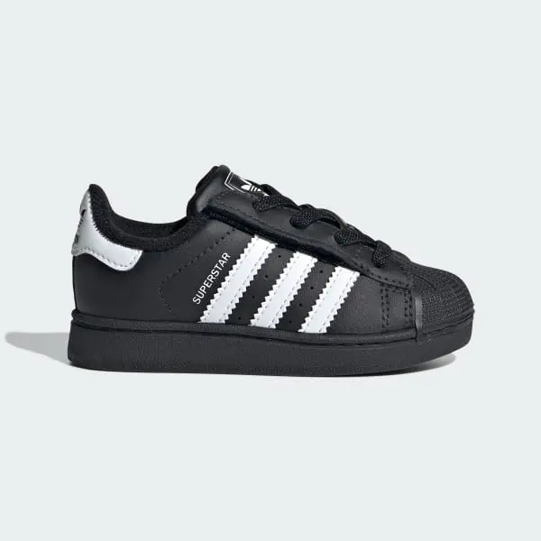 Adidas Superstar II CF EL I Black (TD) Boys' Striped Trainers - Velcro Strap, Secure Fit, Comfortable Everyday Footwear, Classic, Stylish, Versatile, Casual Shoes for 3-4 Years Old, Sporty Chic