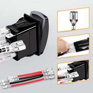 Nilight 4 Gang Rocker Switch Box 12V SPST ON Off Switch PD Type C and QC 3.0 USB Charger Voltmeter Waterproof Aluminum Rocker Switch Panel DIY Stickers for Boats Cars RVs Trucks Headlights Taillights