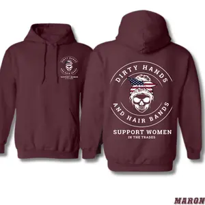 Support Women In The Trades Hoodie, Dirty Hands Hair Bands Graphic Hoodie, Blue Collar Women Workwear, Gift For Female Mechanic Welder Electrician, Streetwear Hoodie Style