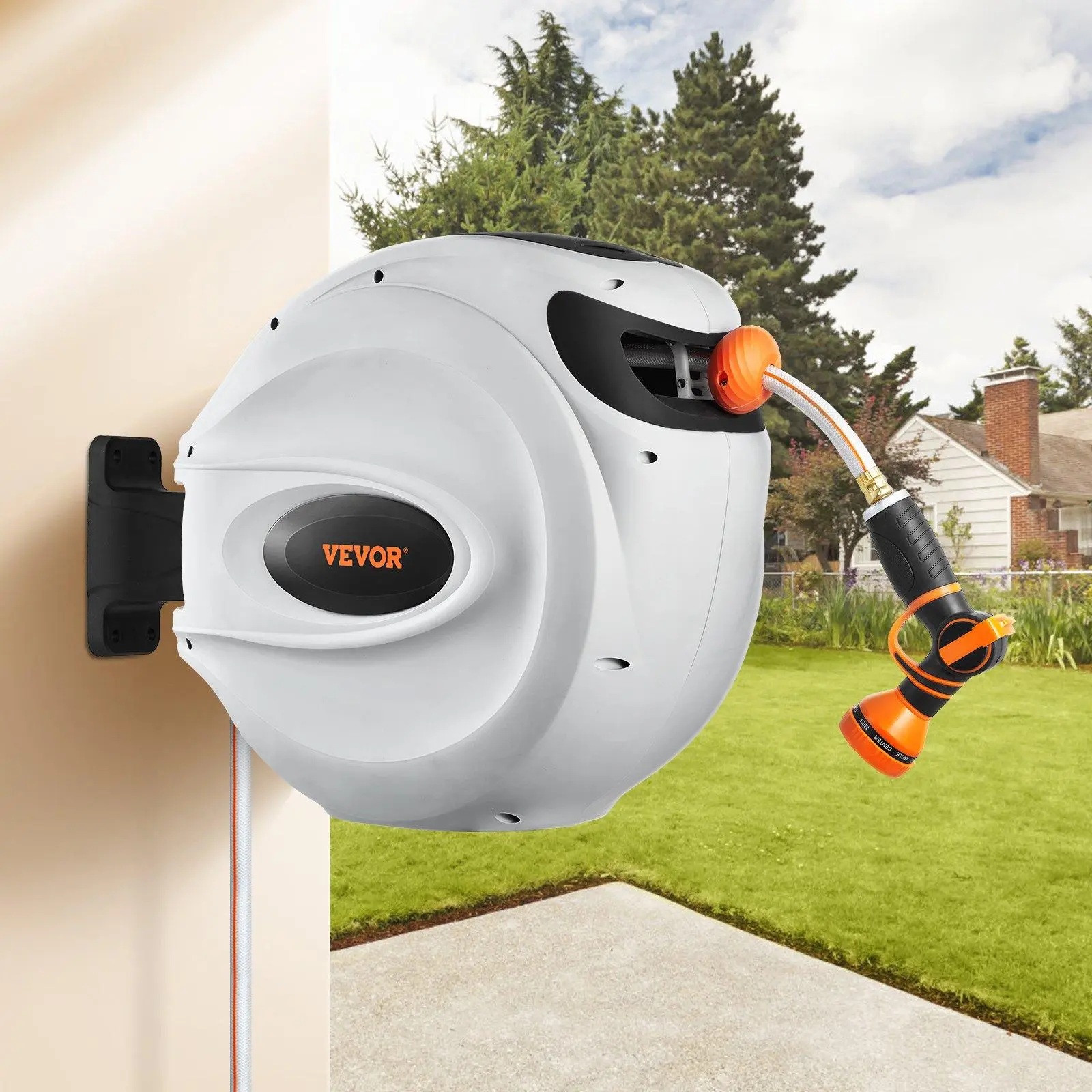 【SummerFinds】VEVOR Retractable Hose Reel Water Hose Reel 65'x5/8" 180° Swivel Wall-Mounted