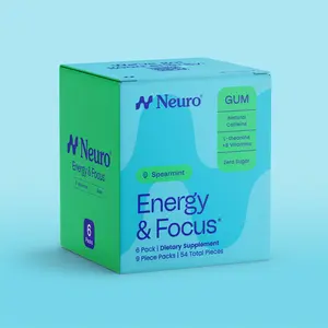 Neuro Energy Caffeine Gum/Mints for Energy & Focus - Sugar-Free with L-theanine, Caffeine, Vitamin B12 & Vitamin B6 - Spearmint Flavor