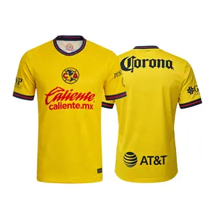 24 25 Mexico LIGA MX Club America Home Yellow Short Sleeve Soccer Jersey Fans Version Breathable
