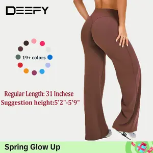 DEEFY SoftMotion Straight Leg Bottoms 31" Inseam Women's Breathable Workout Sportswear Gym Outdoor Yoga Pants - Stretch Tights Joggers Fitness Sports Wide Sweatpants