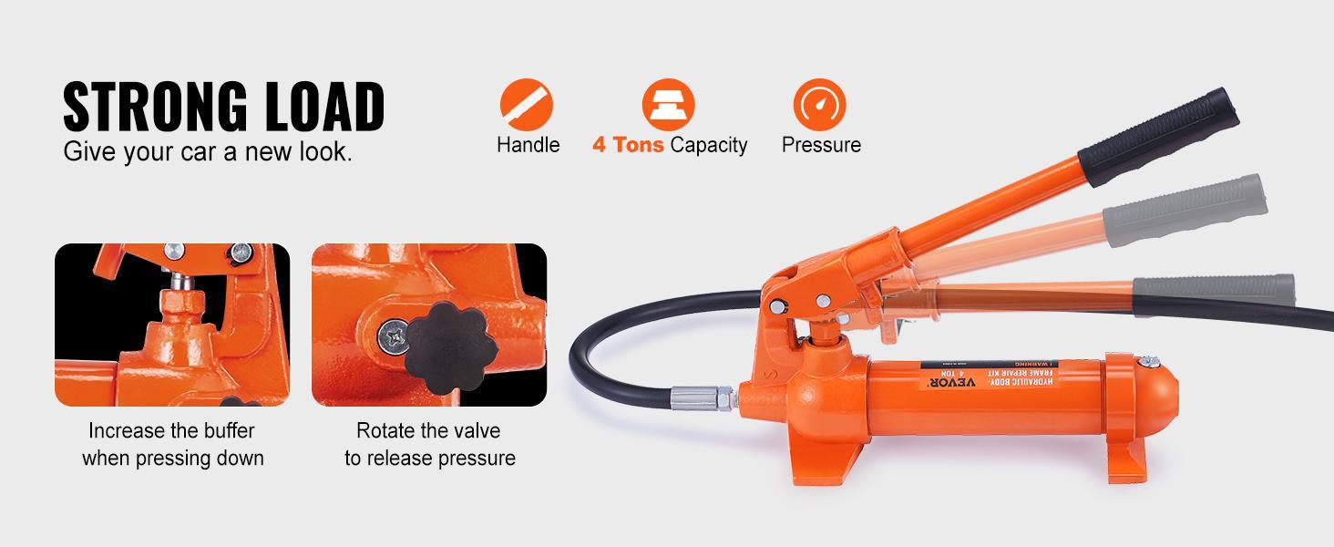 VEVOR 4 Ton/8800 LBS Porta Power, Portable Hydraulic Ram with 3.9 ft/1.2 m Oil Hose, Auto Body Frame Repair Kit with Storage Case for Car Repair, Truck, Farm VEVOR 4 Ton/8800 LBS Porta Power, Portable Hydraulic Ram with 3.9 ft/1.2 m Oil Hose, Auto Body Frame Repair Kit with Storage Case for Car Repair, Truck, Farm