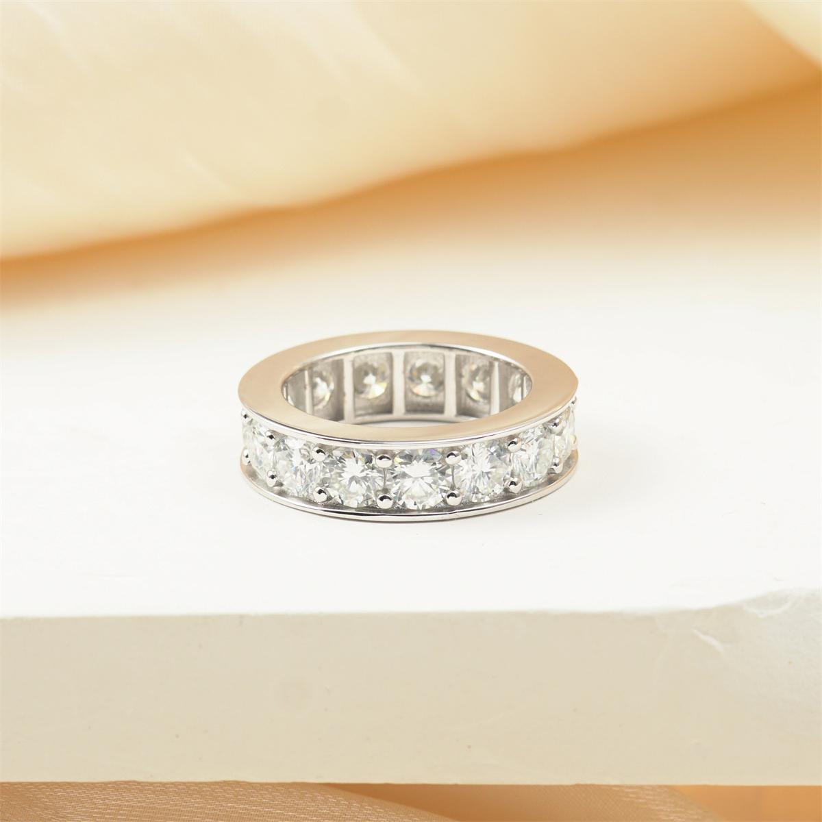 Delzzad Classic Eternity Ring Band Round VVS Synthetic Moissanite Ring Band S925 Engagement Wedding Ring Valentine's Day Christmas Gifts Delzzad Classic Eternity Ring Band Round VVS Synthetic Moissanite Ring Band S925 Engagement Wedding Ring Valentine's Day Christmas Gifts