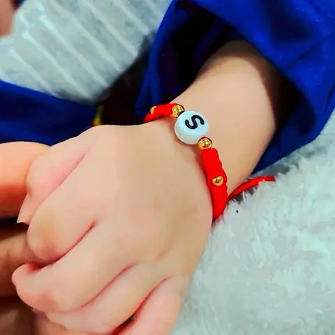 Ajustable Red String Baby Bracelet With Initial_Hadmade