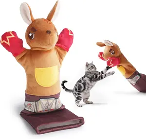 PURETOY Rumble Roo Cat Wrestling Toy, 22-Inch Kangaroo Puppet with Catnip Pouches & Treat Pocket, Reinforced Protective Glove for Kicking & Kicks, Bonding Toy for Cats of All Ages