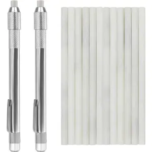 Round Soapstone Holder 2pcs Round Soapstone Pencils with 14pcs Soapstone Refills for Welding,Metal Fabrication, Construction, and Textile