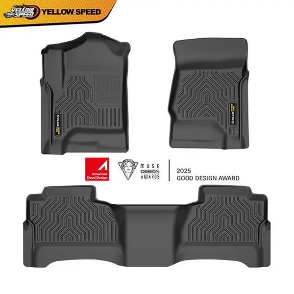 ALLGOOD TPE Truck Floor Mats Liners - Deep Grooved, High-Low Temperature Resistant, All-Weather Car Interior Accessory for 2014-2018 Silverado Sierra 1500 Crew Cab Trucks