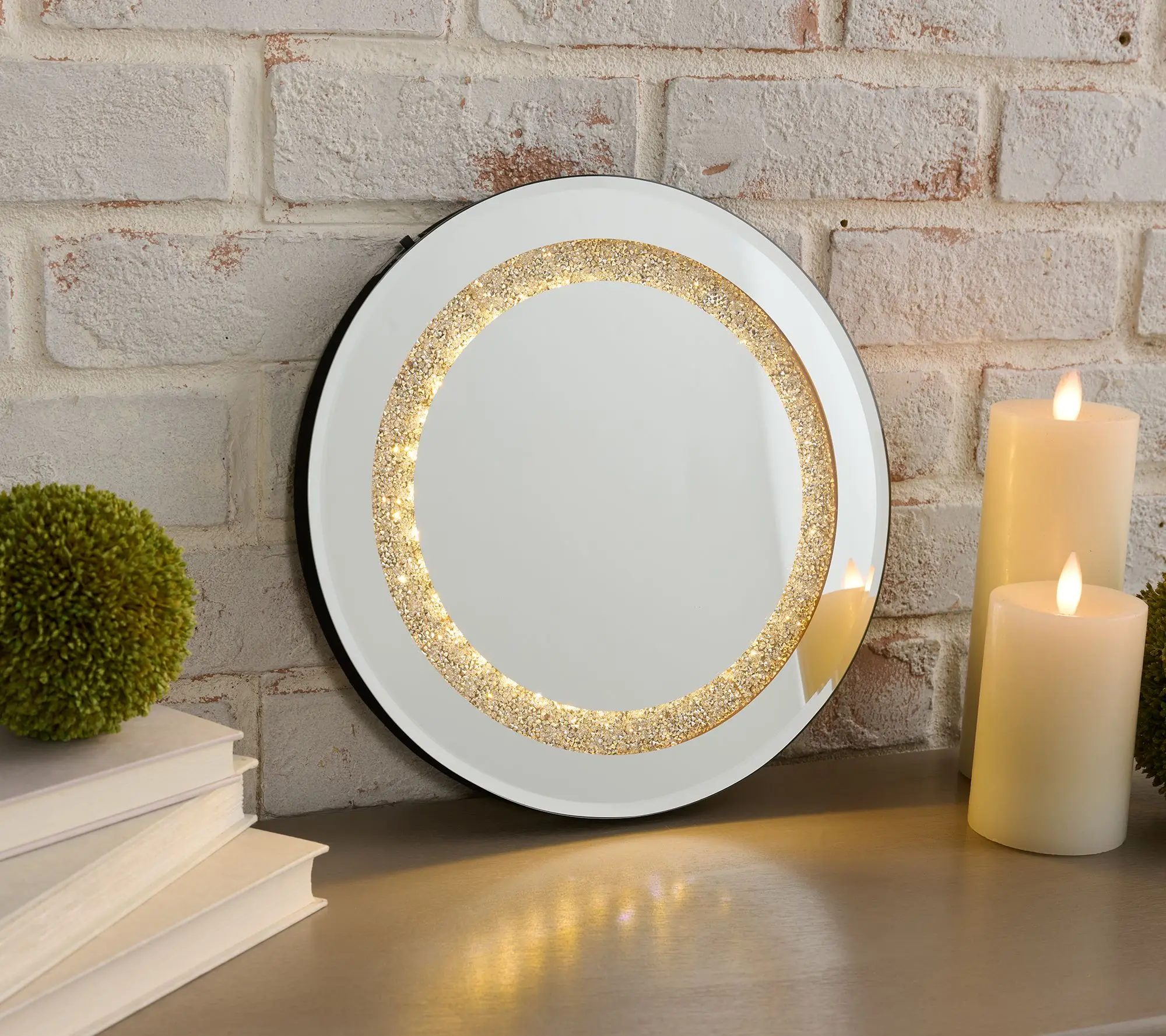 12" Illuminated Round Mirror by Valerie