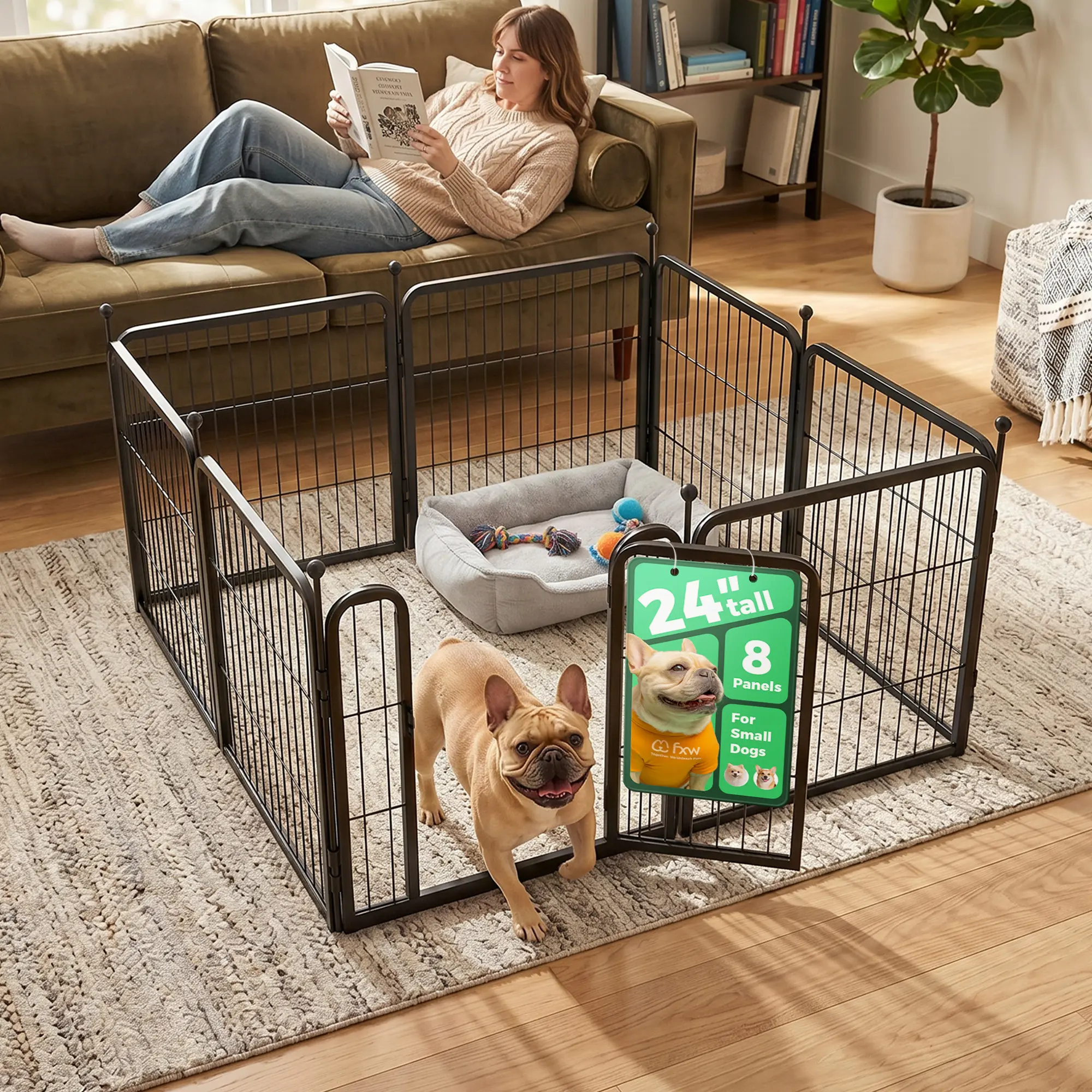 FXW Rollick Unleashed Puppy Play Pen - Patented Dog Playpen for Indoor, Yard, and RV Camping Use