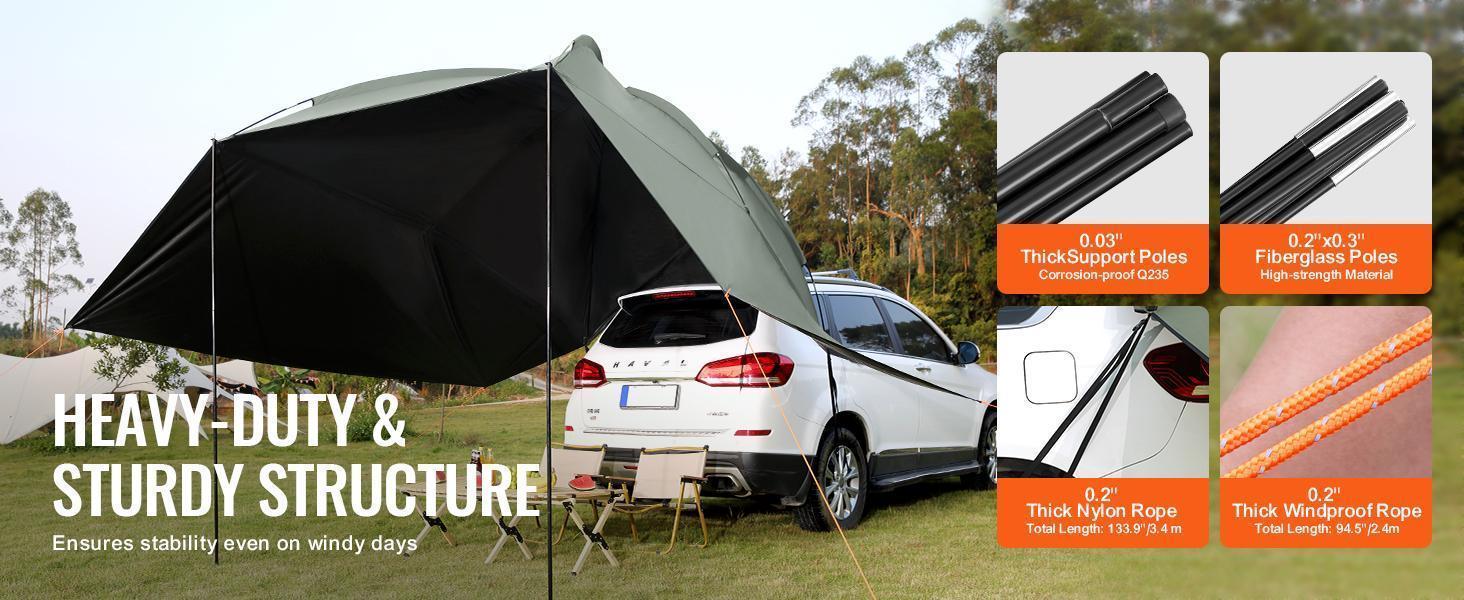VEVOR Vehicle Awning, TikTokShopBlackFriday, Large 10' x 7' Shade Coverage Car Side Awning, PU2000mm UV50+ Car Awning with Extended Side Canopies and Portable Storage Bag, Suitable for Truck, SUV, Van, Campers VEVOR Vehicle Awning, TikTokShopBlackFriday, Large 10' x 7' Shade Coverage Car Side Awning, PU2000mm UV50+ Car Awning with Extended Side Canopies and Portable Storage Bag, Suitable for Truck, SUV, Van, Campers