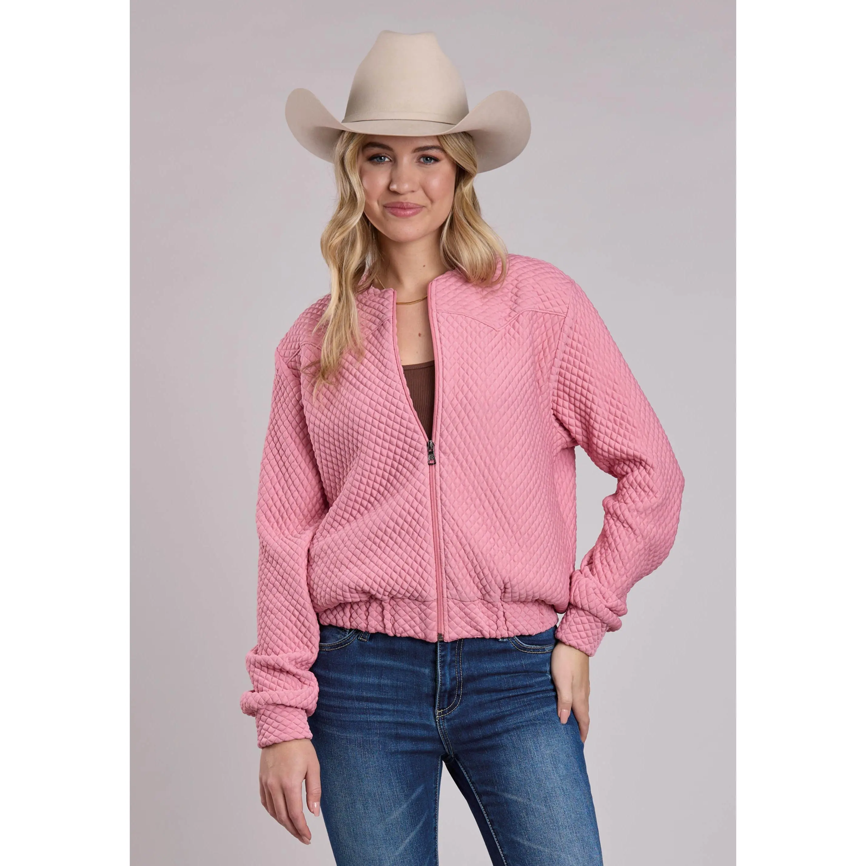 Womens Jacket Zipper Quilted Poly Zip Western Jacket
