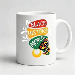 Black History Month African Face Art Ceramic Mug Black Pride Gift for African American Men Women