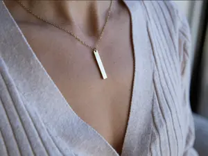 Handmade Vertical Bar Custom Engraved Necklace
