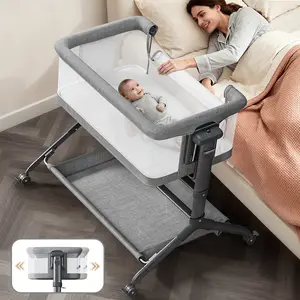 BIOBY Baby Bassinet, 3 in 1 Bassinets Bedside Sleeper, Adjustable Height Bedside Sleeper with Rocking Mode, Breathable Mesh, Storage Basket, Wheels, Easy Assemble & Folding, Easy to Fold Portable Crib Side Bassinet , bedside bassinets, newborn essentials