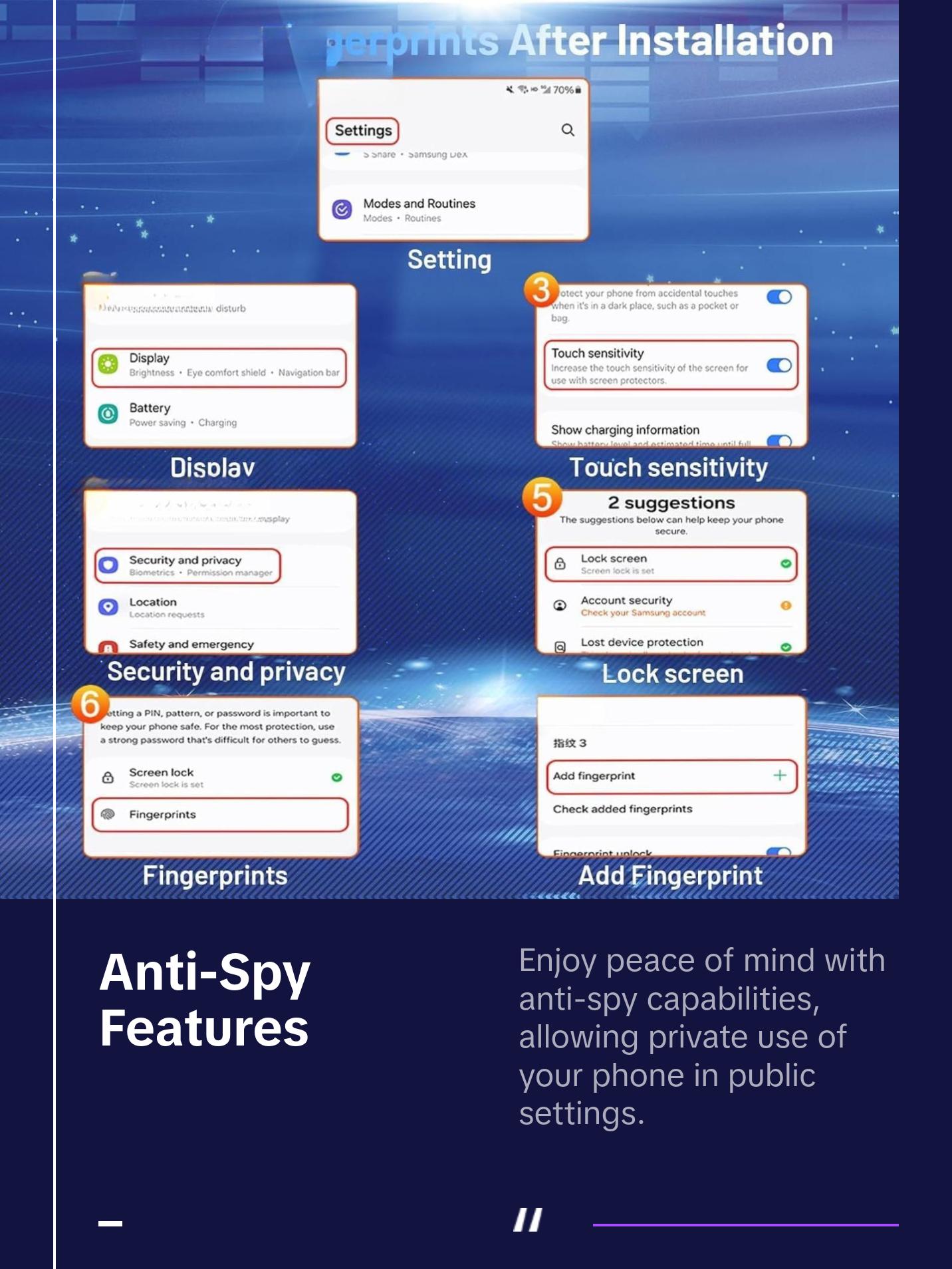 3+2 Pack Privacy Screen Protector Compatible with Galaxy S24 Ultra 5G - 3 Tempered Glass Film + 2 Camera Lens Protectors , High Clarity Bubble Free, Anti-Spy Protection Cloth Crystal