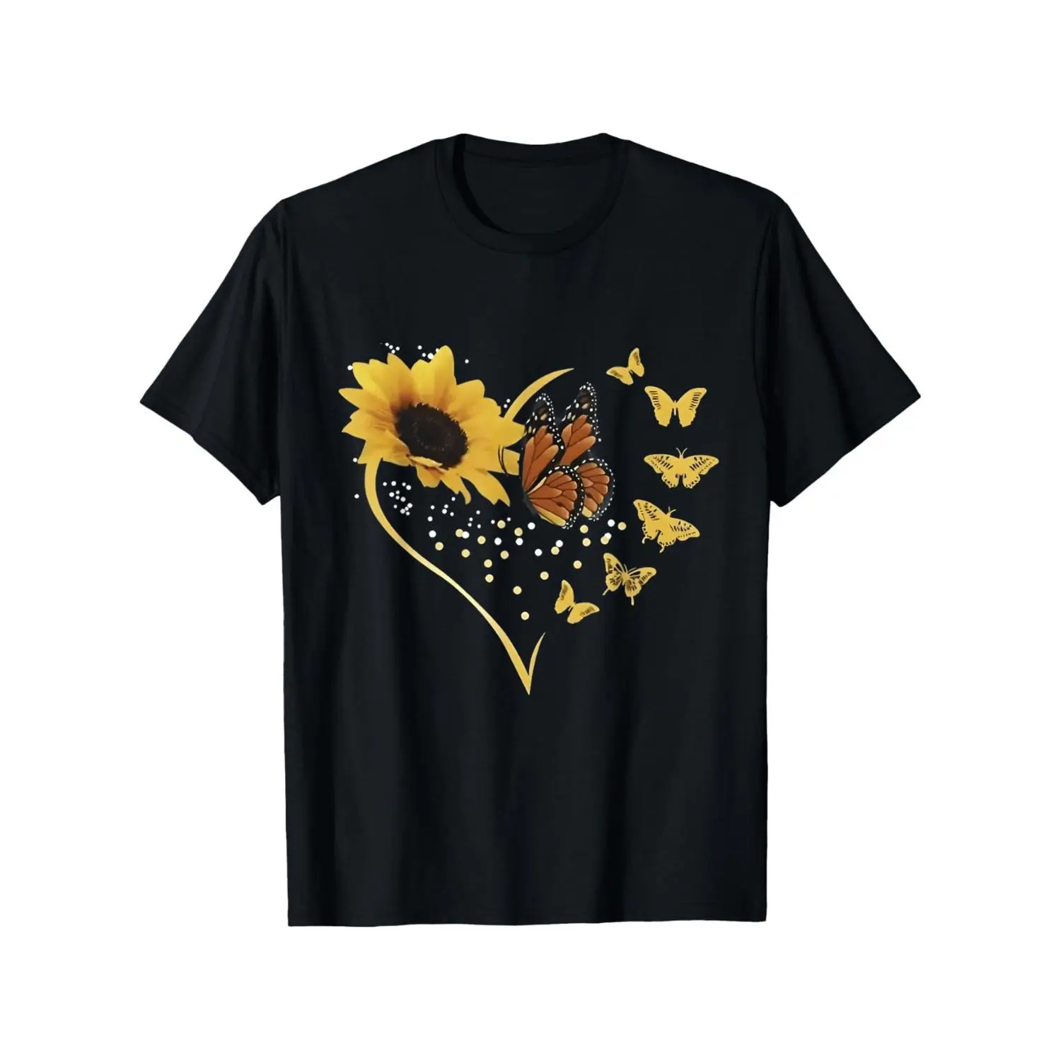 Sunflower & Butterflies Cute Butterfly Graphics Hippie Funny T-Shirt, Suitable for Mens & Womens Outdoor T-Shirt