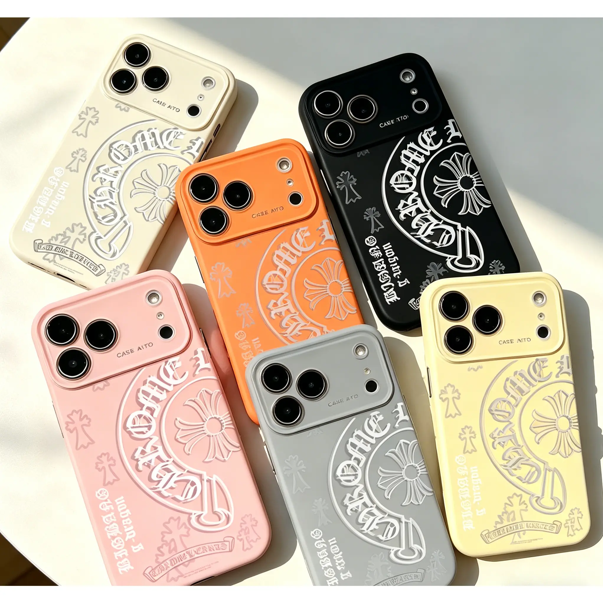 Metallic Gothic Cross Pattern Crystal Protective Phone Case - Corner Protection, Trendy Large-View Window with Liquid-Effect Finish, Electroplated Surface - Compatible with iPhone 17/16/15 Pro Max - Premium Fashion Phone Accessories Cover, Cellphone