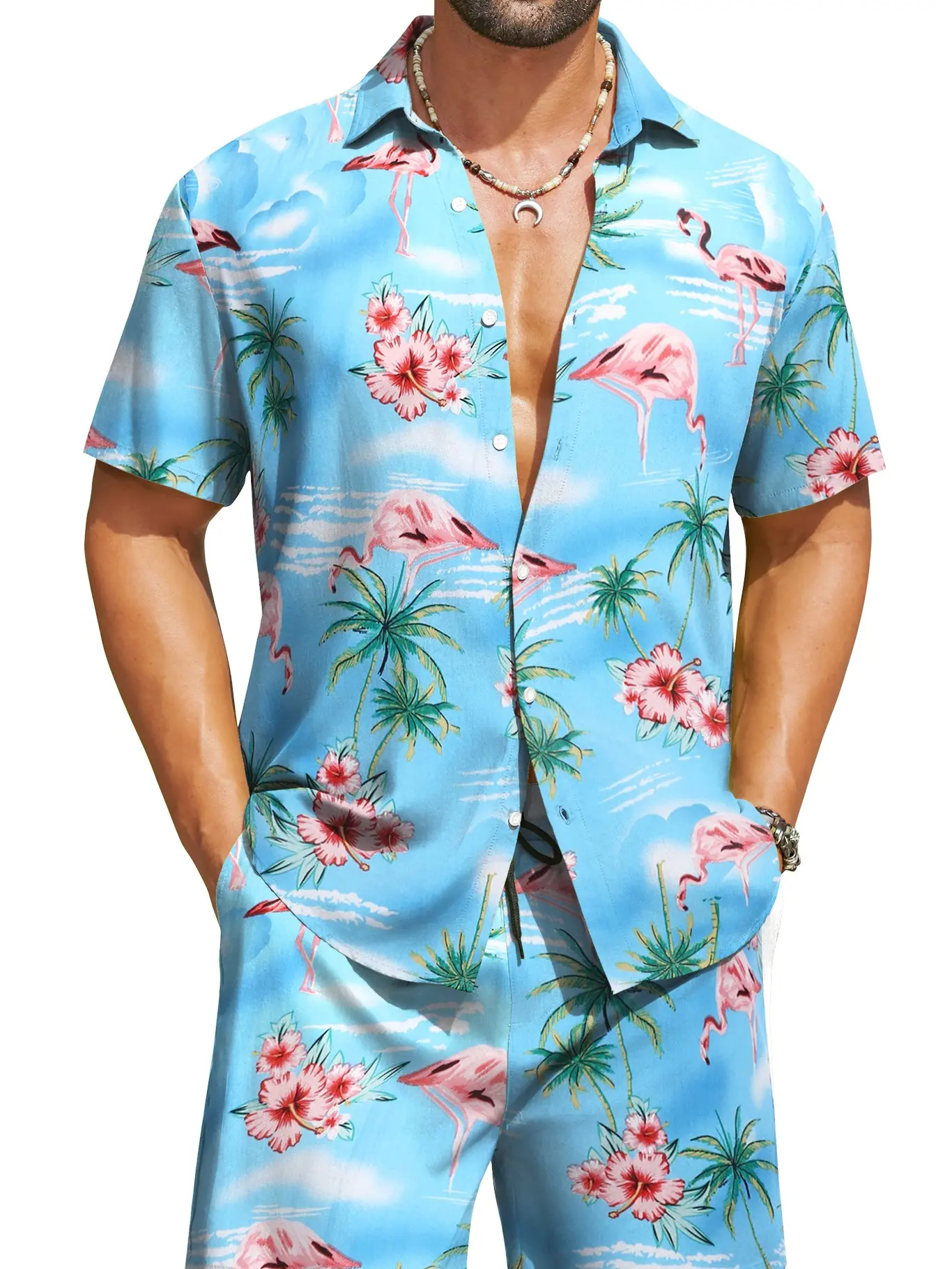 COOFANDY Men's Set Hawaiian Matching Set Summer Beach 2 Piece Outfits Flower Shirts and Shorts Tropical Fabric Tropical Fabric Floral Menswear  Shortsleeve Loose