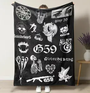Suicideboys G59 Records Collage Fleece Blanket - Hip Hop Rap Themed Soft Cozy Throw with Iconic  uicideboy  & Grey59 Graphics, Perfect for Fans, Couch, Bed, and Gift
