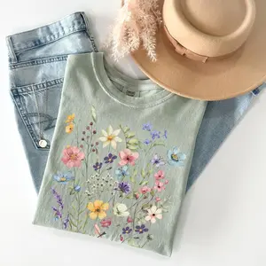 Comfort Colors Wildflower TShirt, Vintage Pressed Flower T-shirt, Cottagecore Floral, Cute Boho Flower Tee, Botanical Nature Lover Gift