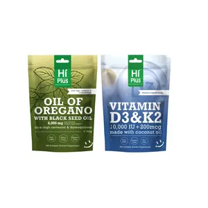 HiPlus Immune & Bone Support Bundle: Oil of Oregano (6000mg) with Black Seed Oil & Vitamin D3 (10,000 IU) + K2 (MK-7) with Coconut Oil - 2-in-1 Dual Action Wellness Kit - 300+300 Softgels outdoorfun SummerVibes