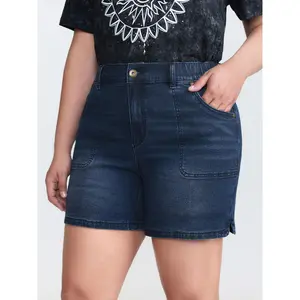 【Summer Turn-Up】【Butt Lifting】BlOOMCHIC plus size Stretchy Fitted Mid-Rise Denim Shorts BBL [M-6X] 2026 Summer Pick for Mother's Day