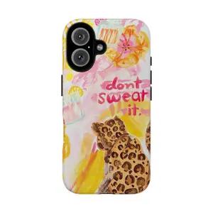 Compatible with iPhone 17 promax Don't Sweat it Phone Case, Leopard, Gift for  fans, Aesthetic Vintage God Tough Phone Case, Flower, Wildfloral